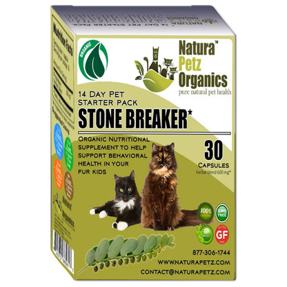 Natura Petz Organics Stone Breaker Starter Pack Organic Support for Bladder Stones & Kidney Stones (30 count) Turkey Flavoring for Cats