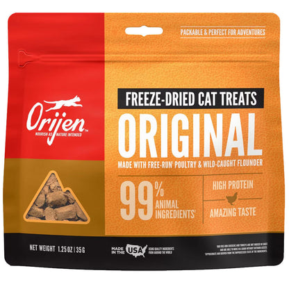 ORIJEN Original Freeze Dried Grain-Free High-Protein Raw Animal Ingredients Cat Treats, 1.25-oz bag