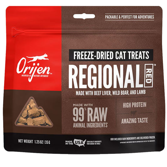 ORIJEN Regional Red Grain-Free High-Protein Raw Animal Ingredients Freeze Dried Cat Treats, 1.25-oz bag