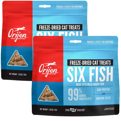 ORIJEN Six Fish Grain-Free High-Protein Raw Animal Ingredients Freeze Dried Cat Treats, 1.25-oz bag