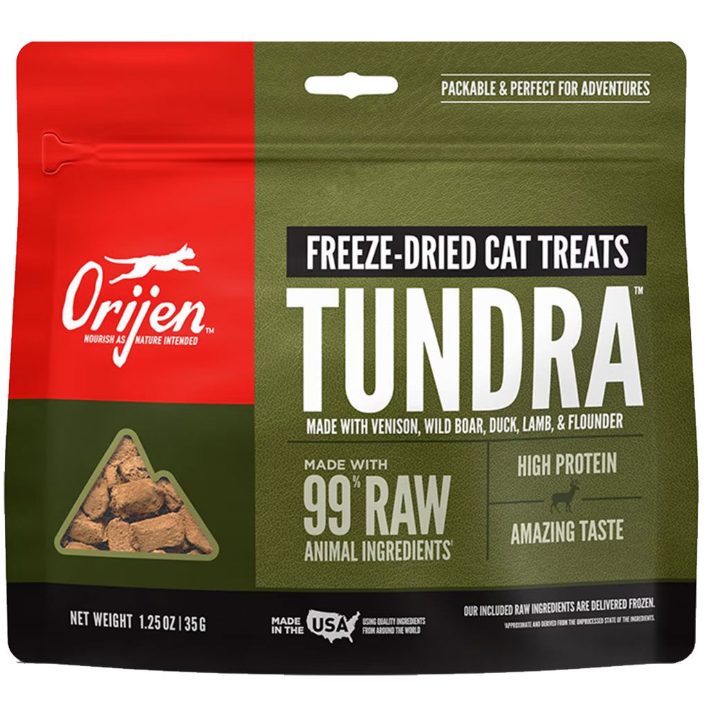 ORIJEN Tundra Grain-Free High-Protein Raw Animal Ingredients Freeze Dried Cat Treats, 1.25-oz bag