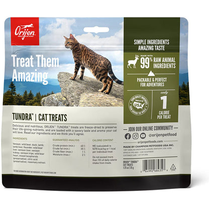 ORIJEN Tundra Grain-Free High-Protein Raw Animal Ingredients Freeze Dried Cat Treats, 1.25-oz bag