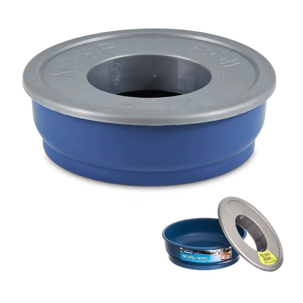 Petmate No Spill Durable Pet Bowl for Water and Food for Dogs and Cats (48 oz) Blue