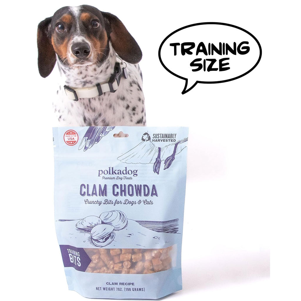 Polkadog Clam Chowda Crunchy Training Bits Treats for Dogs & Cats
