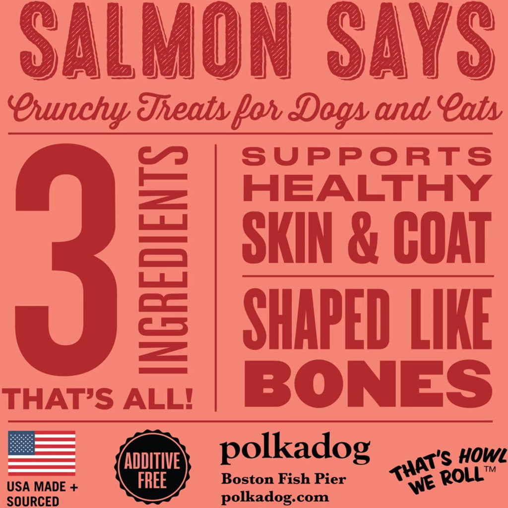 Polkadog Salmon Says Crunchy Treats Bone Shaped for Dogs & Cats