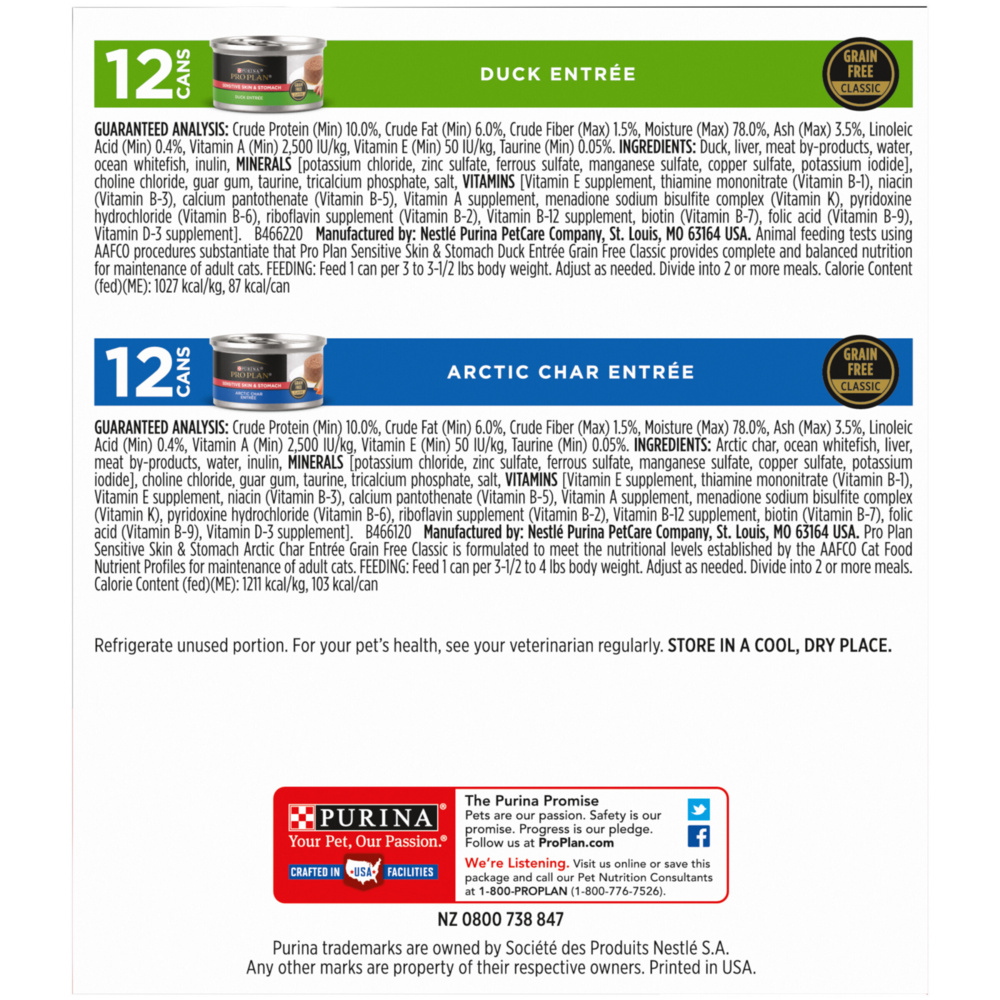 Purina Pro Plan Focus Sensitive Skin & Stomach Poultry & Seafood Favorites Variety Pack Wet Cat Food