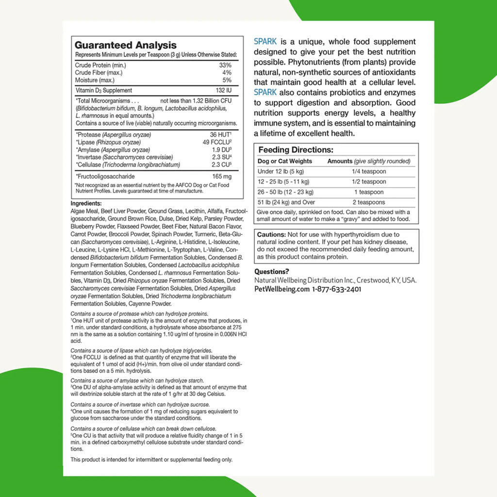 SPARK Daily Nutritional Greens Supplement For Dogs & Cats (3.53 oz)