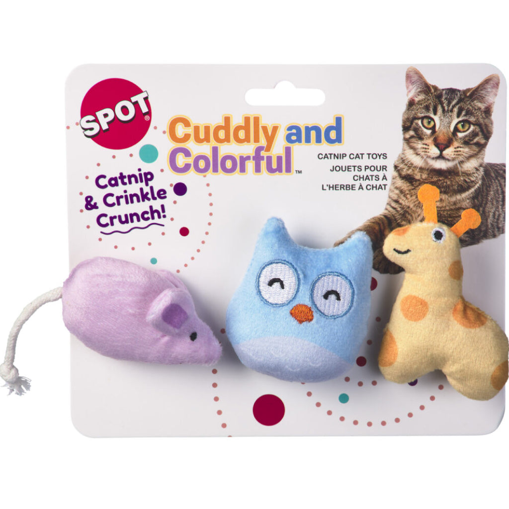Spot Cuddly and Colorful Crinkly Catnip Cat Toys (3 pack)