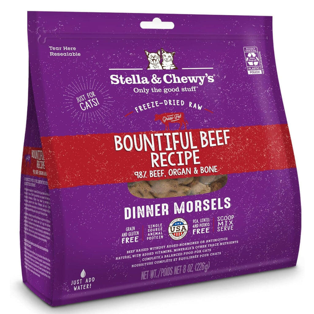 Stella & Chewy's Bountiful Beef Dinner Morsels Freeze-Dried Raw Food for Cats (8 oz)