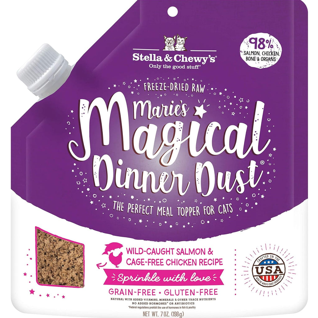 Stella & Chewy's Marie’s Magical Dinner Dust Wild Caught Salmon & Cage Free Chicken Recipe Freeze-Dried Cat Food Topper (7 oz)