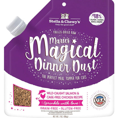 Stella & Chewy's Marie’s Magical Dinner Dust Wild Caught Salmon & Cage Free Chicken Recipe Freeze-Dried Cat Food Topper (7 oz)