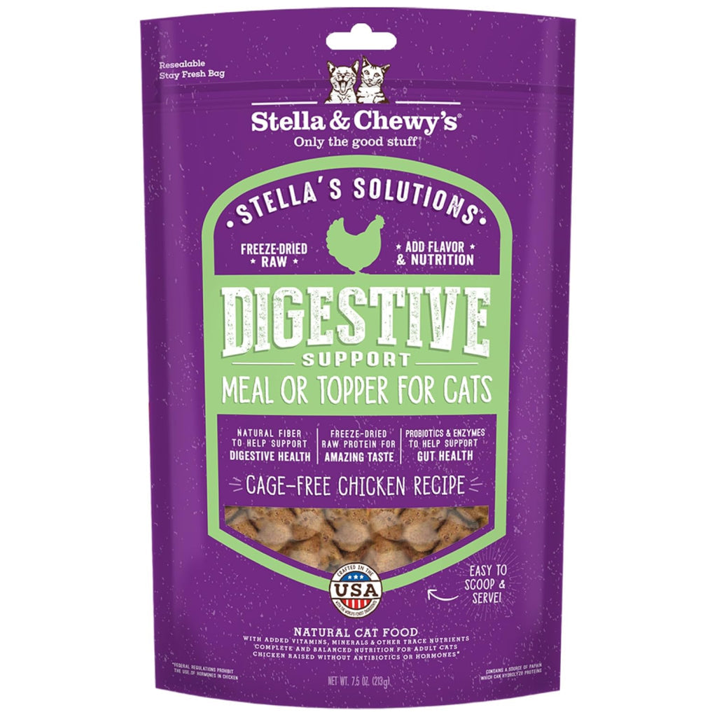 Stella & Chewy's Stella's Solutions Digestive Boost Cage-Free Chicken Freeze-Dried Meal Topper for Cats (7.5 oz)