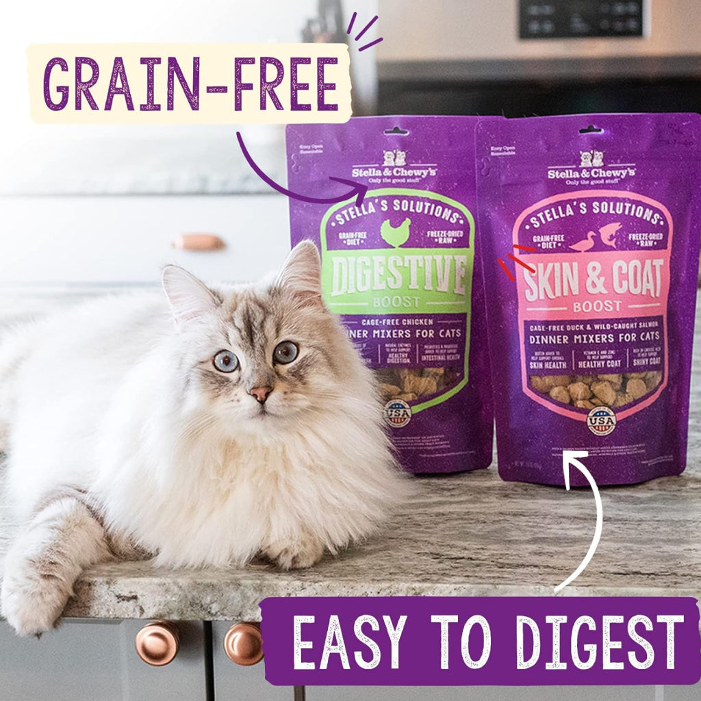 Stella & Chewy's Stella's Solutions Skin & Coat Support Duck & Salmon Freeze-Dried Meal Topper for Cats (7.5 oz)