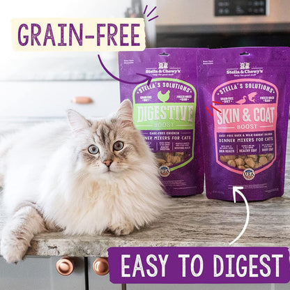 Stella & Chewy's Stella's Solutions Skin & Coat Support Duck & Salmon Freeze-Dried Meal Topper for Cats (7.5 oz)
