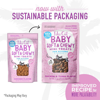 Tiki Cat Baby Soft & Chewy Chicken & Tuna Flavored Grain-Free Treats for Kittens