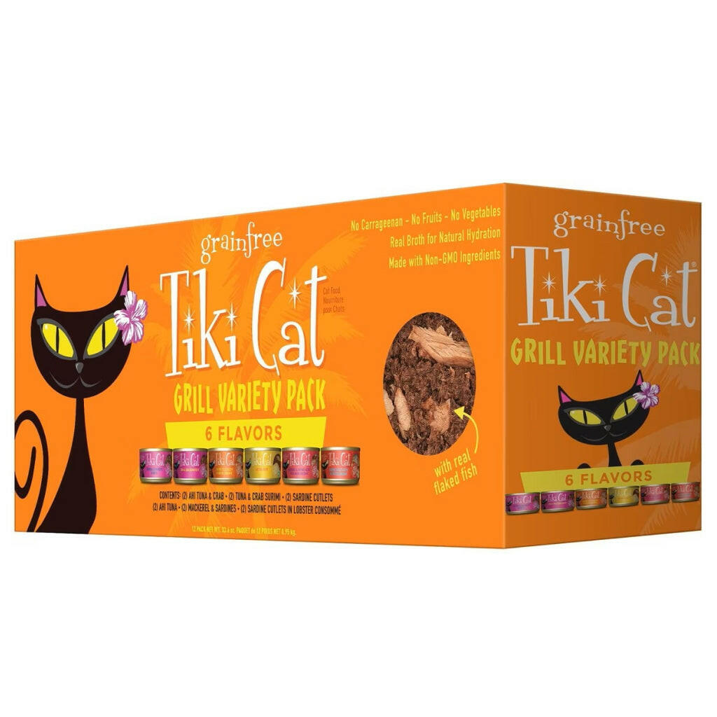 Tiki Cat King Kamehameha Grain Free Wet Canned Food For Cats -Variety Pack (28 oz x 12 cans)