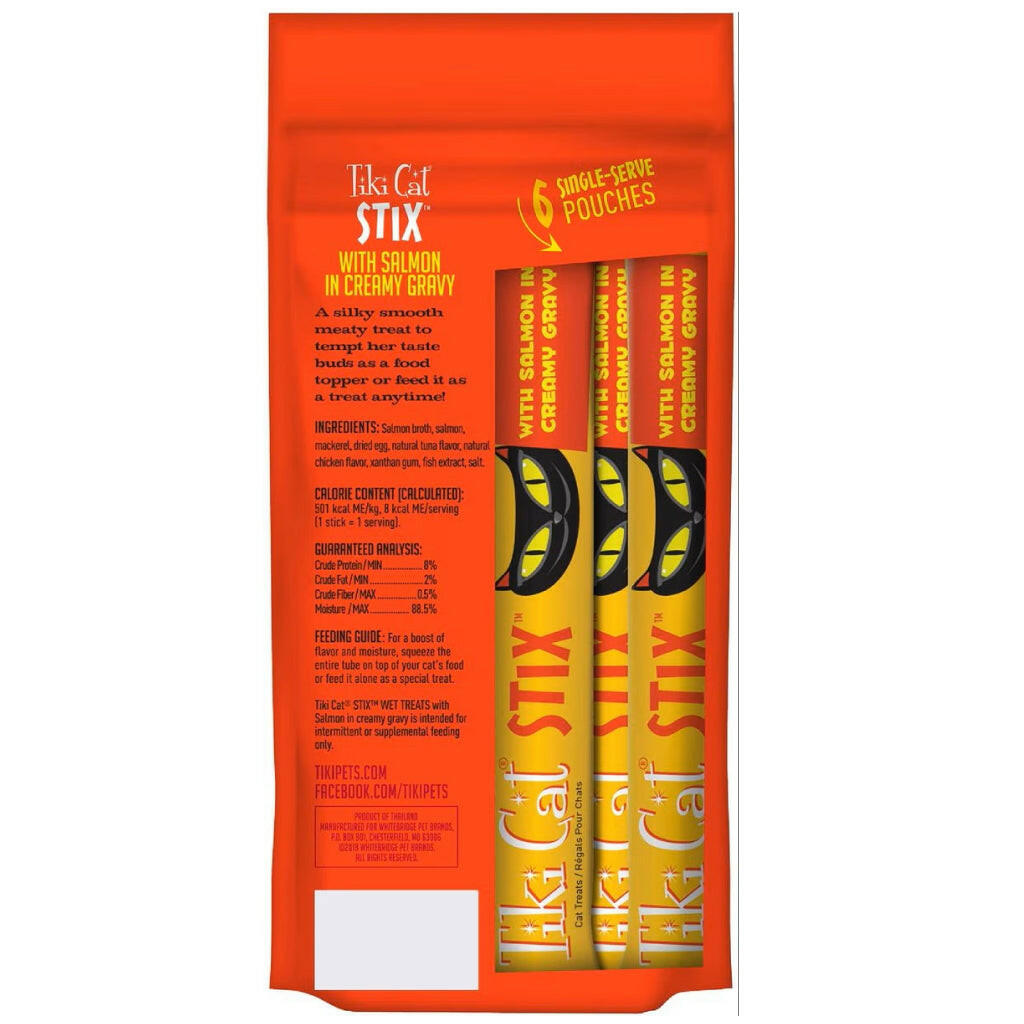 Tiki Cat Stix Treats Salmon Mousse Grain-Free Treats For Cats (0.5 oz x 6 tubes)
