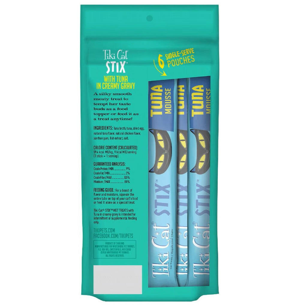 Tiki Cat Stix Tuna Mousse Grain-Free Treats For Cats (0.5 oz x 6 tubes)