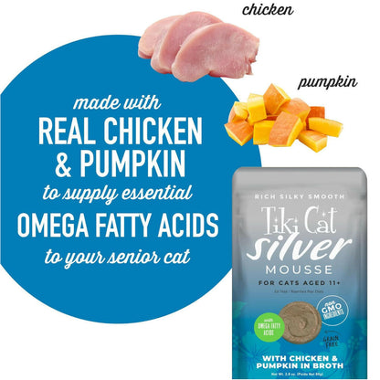 Tiki Cat Velvet Mousse Senior Chicken & Pumpkin In Broth Food For Cats (2.8 oz x 12 pouches)