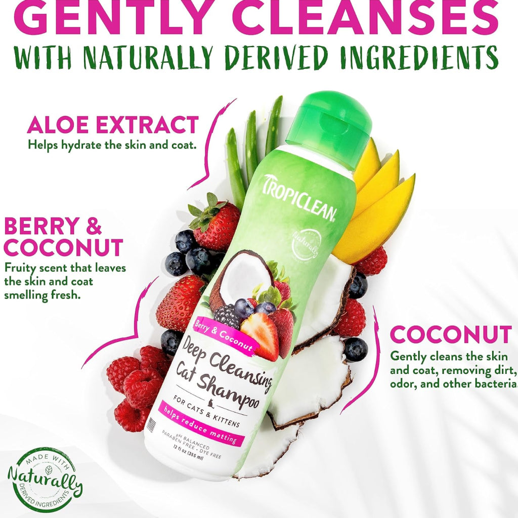 TropiClean Berry & Coconut Deep Cleansing Shampoo for Cats & Kittens (12oz)