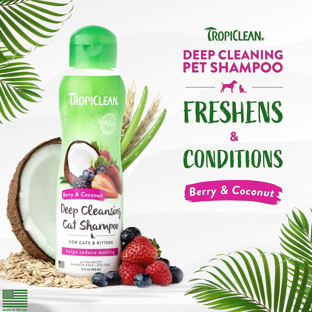TropiClean Berry & Coconut Deep Cleansing Shampoo for Cats & Kittens (12oz)