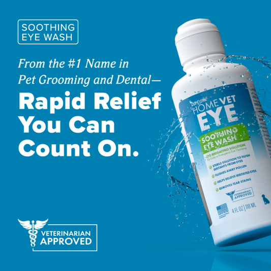 TropiClean HomeVet Soothing Eye Wash Liquid for Dogs & Cats - Rapid Relief