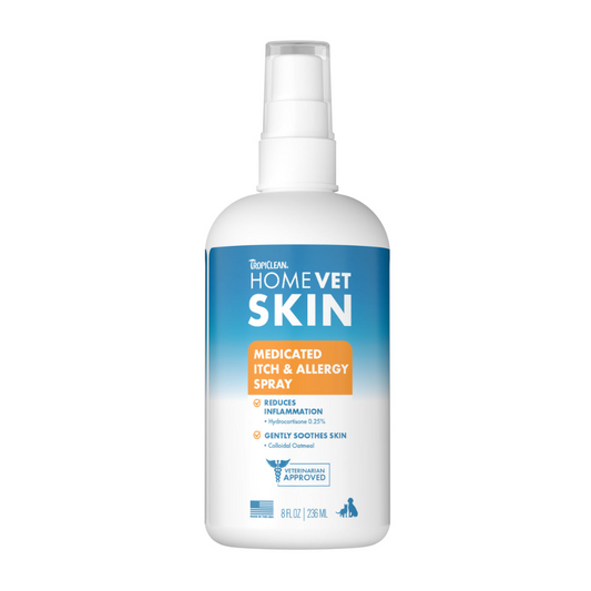 TropiClean HomeVet Skin Medicated Itch & Allergy Spray for Pets - 8 fl oz