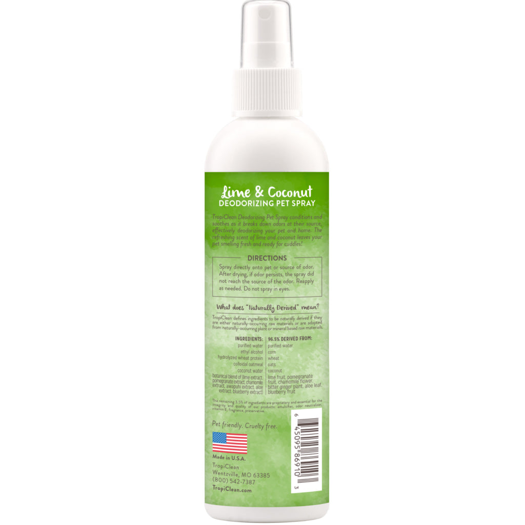 TropiClean Lime & Coconut Deodorizing Spray for Pets-8oz