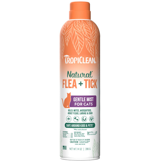 TropiClean Natural Flea & Tick Gentle Mist Spray for Cats (14 oz)