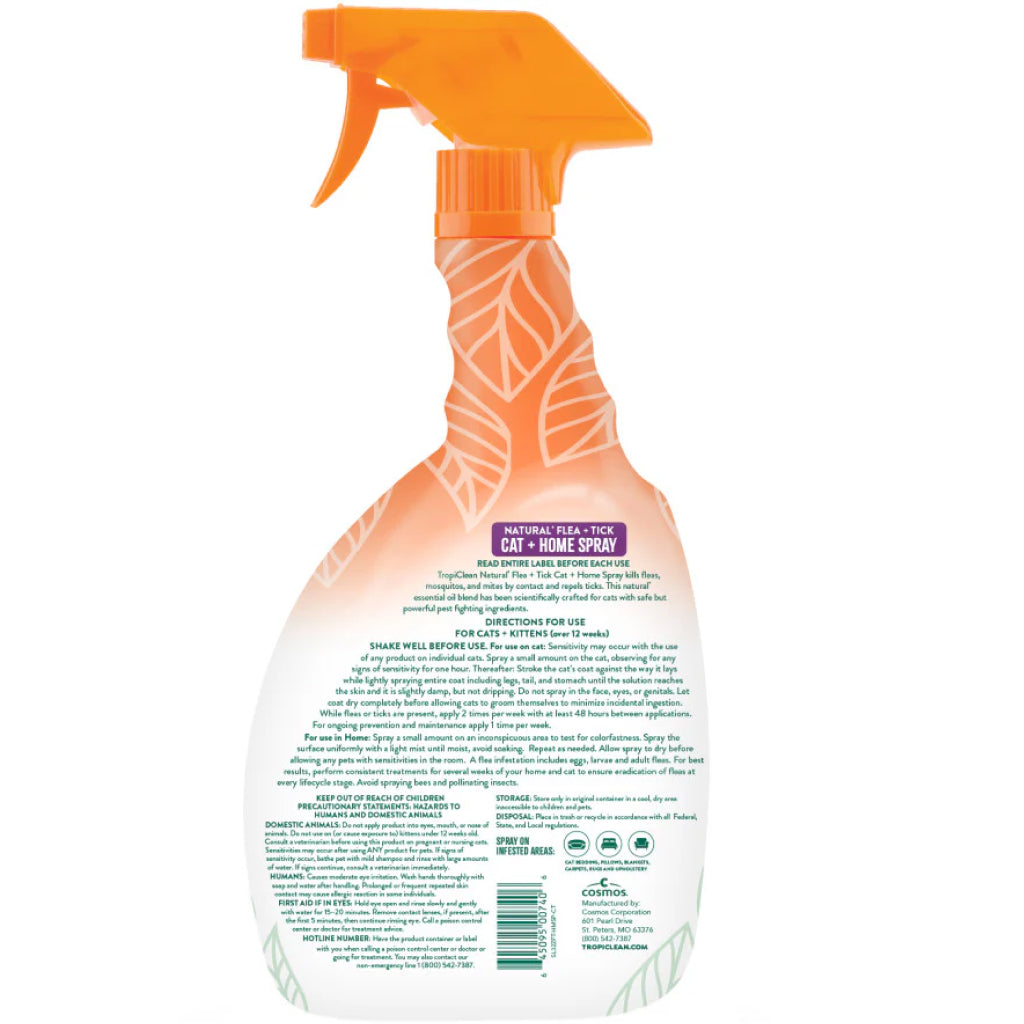 TropiClean Natural Flea & Tick Home & Cat Spray (32 oz)