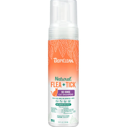 TropiClean Natural Flea & Tick No Rinse Shampoo for Cats (7.4 oz)