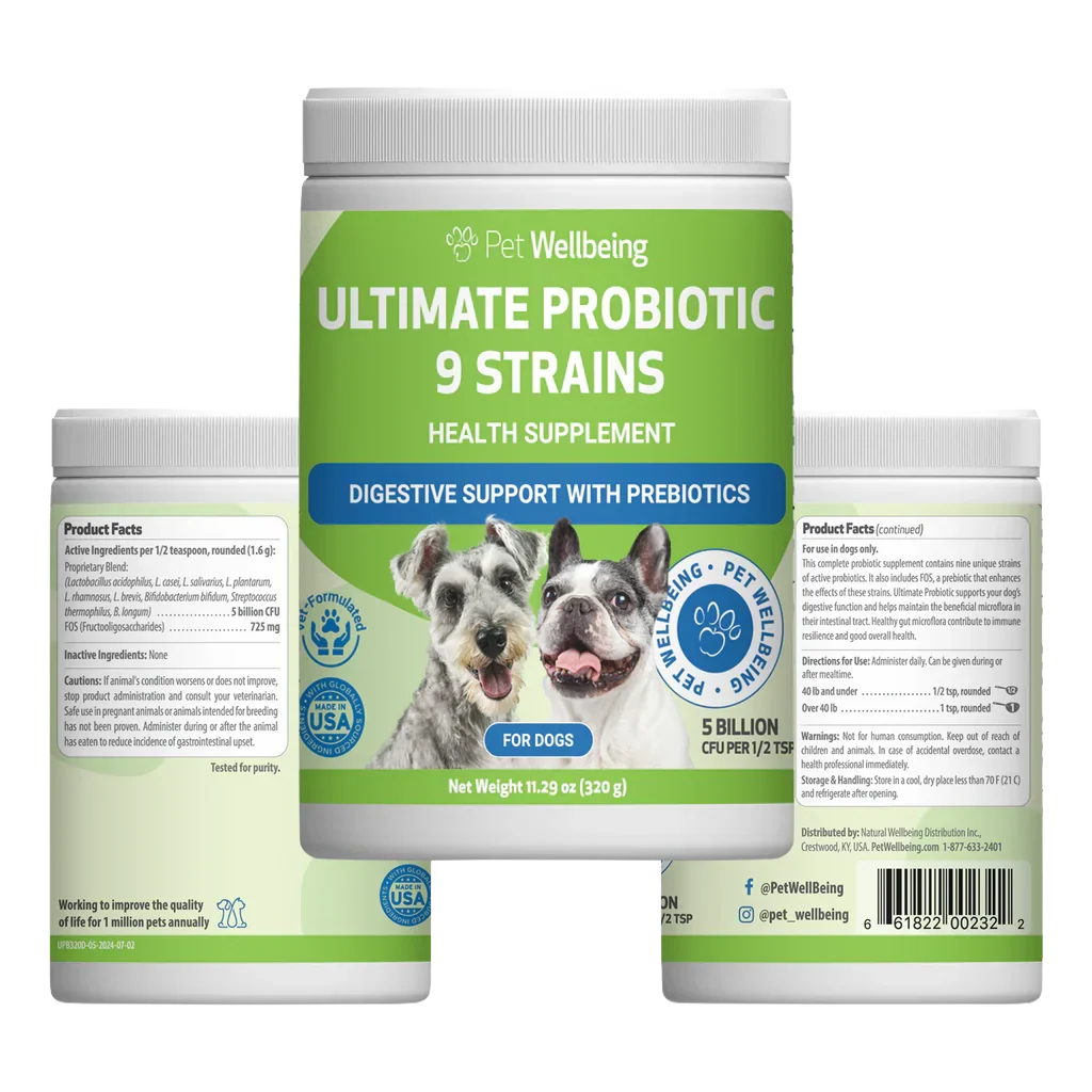 Ultimate Probiotic 9 Strains with Prebiotics for Dogs (11.29 oz) - cat Vitamins & Supplements 1