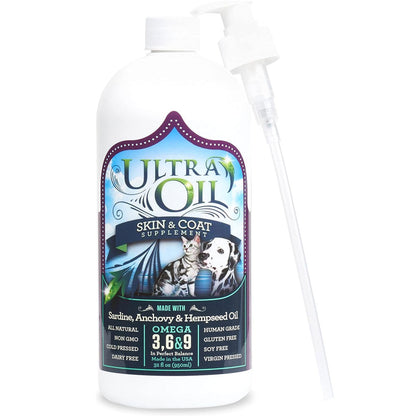 Ultra Oil Skin & Coat Supplement for Dogs & Cats, 32-oz