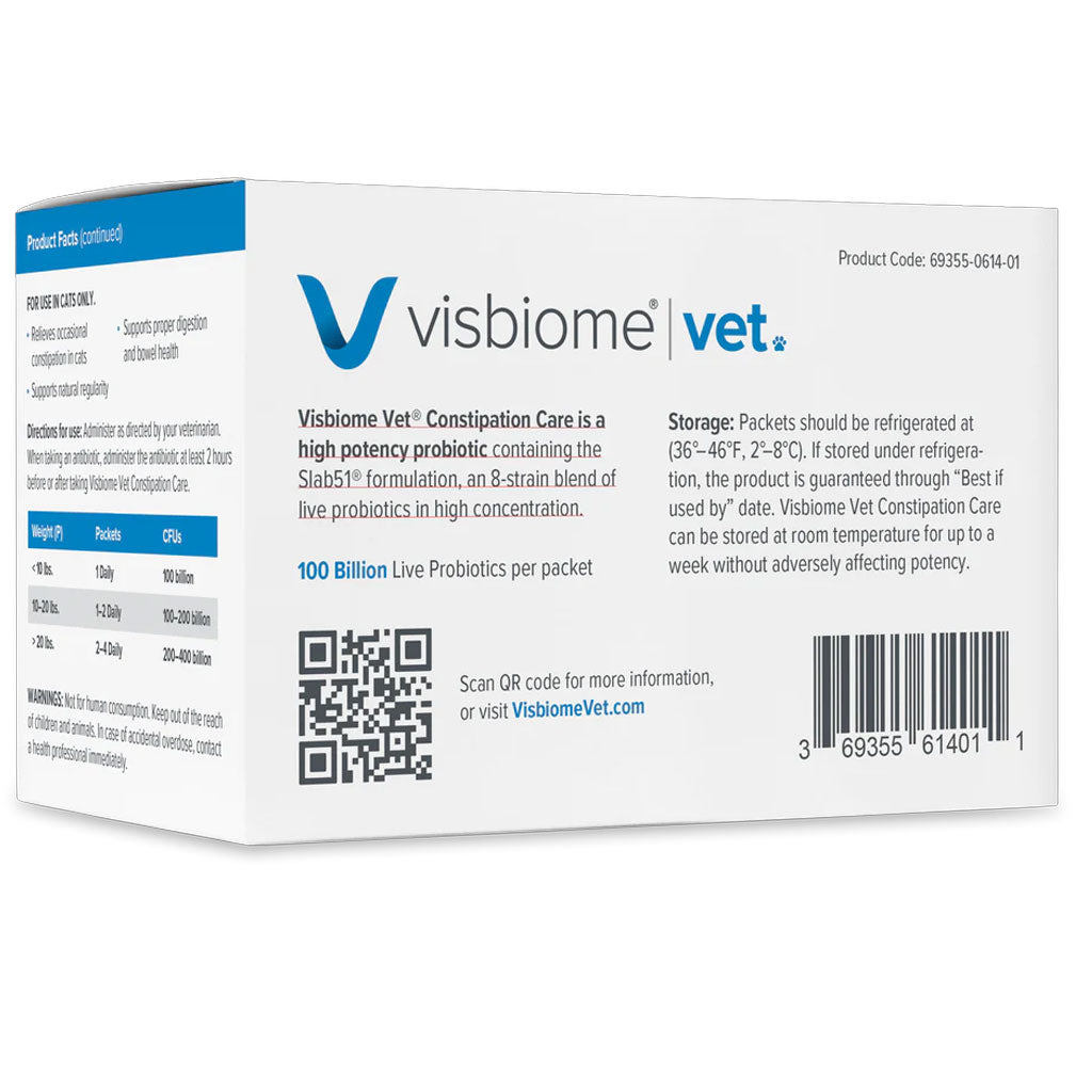 Visbiome Vet High Potency Probiotic Packets Constipation Care for Cats