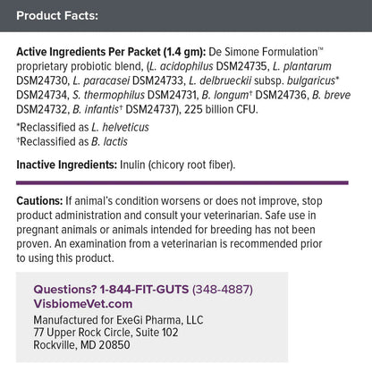 Visbiome Vet High Potency Probiotic Packets for Dogs & Cats