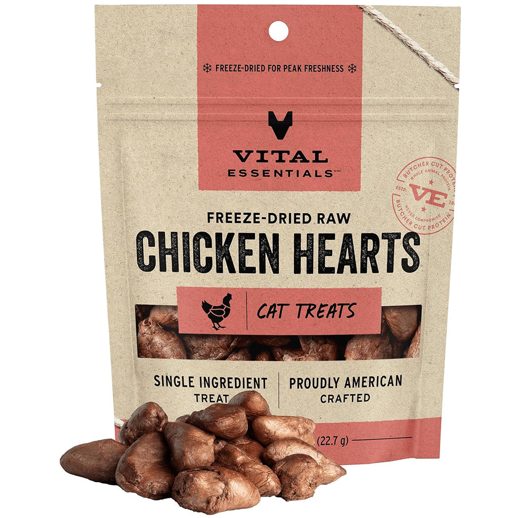 Vital Essentials Freeze-Dried Raw Chicken Hearts Treats For Cats (0.8 oz)